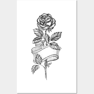 Rose Sketch with Ribbon Posters and Art